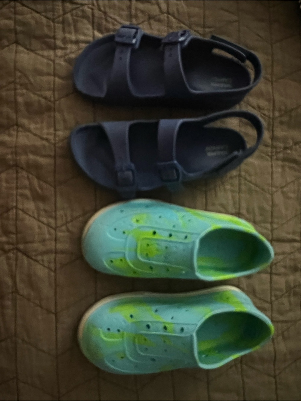 Harper Canyon Navy Buckle Sandals and Aqua-Green Slip-On Shoes